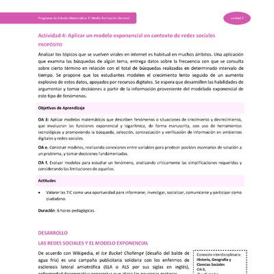 Actividad 4: Aplicar un modelo exponencial en contexto de redes sociales Actividad 4: Aplicar un modelo exponencial en contexto de redes sociales