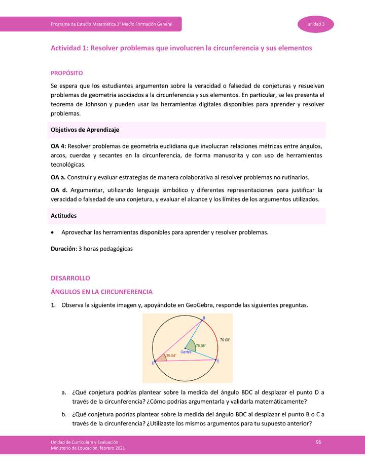 Actividad 1: Resolver problemas que involucre circunferencia y sus elementos Actividad 1: Resolver problemas que involucre circunferencia y sus elementos