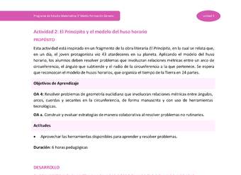 Actividad 2: El Principito y el modelo del uso horario Actividad 2: El Principito y el modelo del uso horario