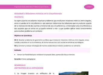 Actividad 3: Relaciones métricas en la circunferencia Actividad 3: Relaciones métricas en la circunferencia