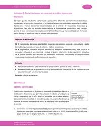 Actividad 2: Tomar decisiones en contexto de crédito hipotecario Actividad 2: Tomar decisiones en contexto de crédito hipotecario