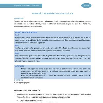 Actividad 2: Sensibilidad e industria cultural
