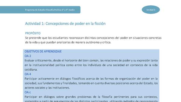 Actividad 1: Concepciones de poder en la ficción Actividad 1: Concepciones de poder en la ficción