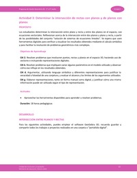 Actividad 3: Determinar la intersección de rectas con planos y de planos con planos Actividad 3: Determinar la intersección de rectas con planos y de planos con planos