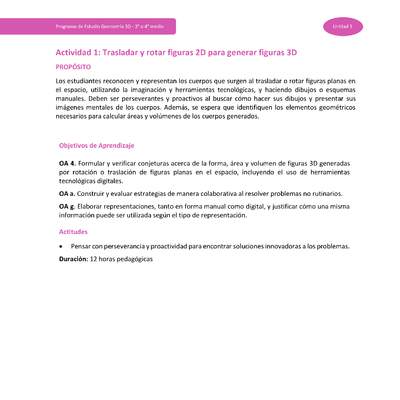 Actividad 1: Trasladar y rotar figuras 2D para generar figuras 3D