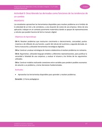 Actividad 3: Describiendo las derivadas como funciones de las tendencias de un cambio Actividad 3: Describiendo las derivadas como funciones de las tendencias de un cambio