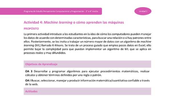 Actividad 4: Machine learning, o Cómo aprenden las máquinas Actividad 4: Machine learning, o Cómo aprenden las máquinas
