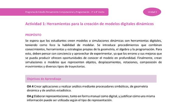 Actividad 1: Herramientas para la creación de modelos digitales dinámicos Actividad 1: Herramientas para la creación de modelos digitales dinámicos