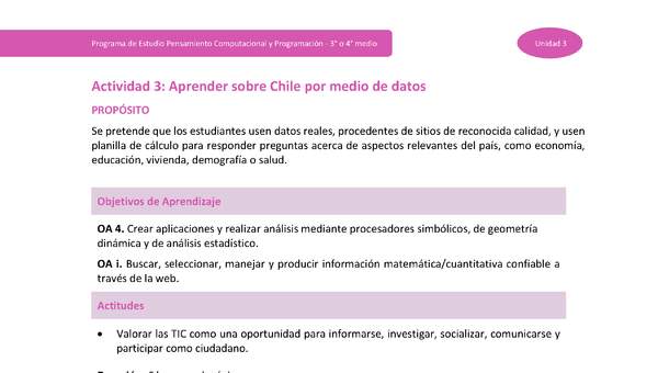 Actividad 3: Aprender sobre Chile a través de datos Actividad 3: Aprender sobre Chile a través de datos