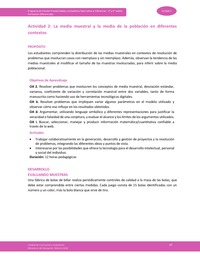 Actividad 2: La media muestral y la media de la población en diferentes contextos Actividad 2: La media muestral y la media de la población en diferentes contextos