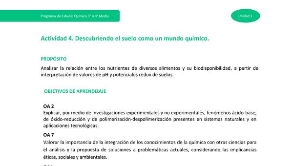 Actividad 4: Descubriendo el suelo como un mundo químico Actividad 4: Descubriendo el suelo como un mundo químico