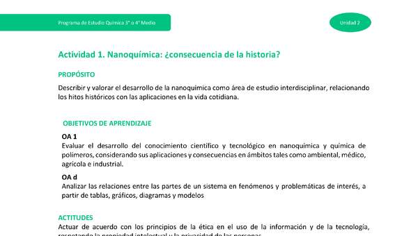 Actividad 1 - Nanoquímica: ¿consecuencia de la historia? Actividad 1 - Nanoquímica: ¿consecuencia de la historia?