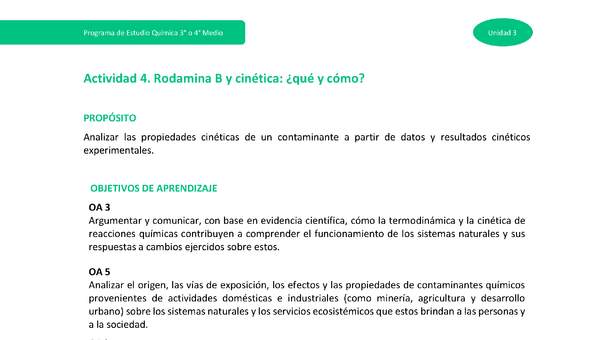 Actividad 4 - Rodamina B y cinética: ¿qué y cómo? Actividad 4 - Rodamina B y cinética: ¿qué y cómo?