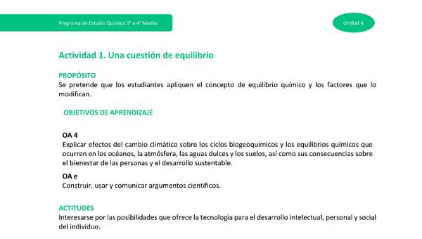 Actividad 1: Una cuestión de equilibrio Actividad 1: Una cuestión de equilibrio