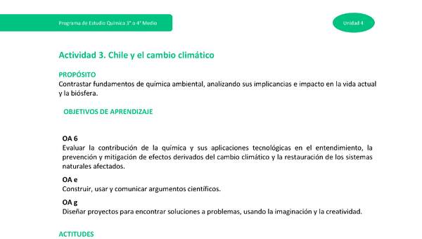Actividad 3: Chile y el cambio climático Actividad 3: Chile y el cambio climático
