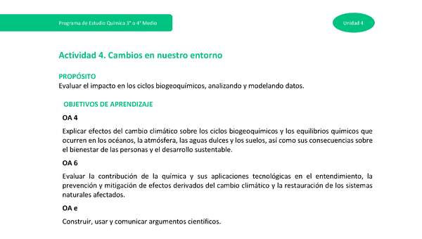 Actividad 4: Cambios en nuestro entorno Actividad 4: Cambios en nuestro entorno