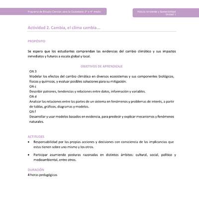 Actividad 2: Cambia, el clima cambia... Actividad 2: Cambia, el clima cambia...