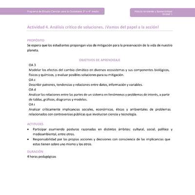 Actividad 4: Análisis crítico de soluciones. ¡Vamos del papel a la acción! Actividad 4: Análisis crítico de soluciones. ¡Vamos del papel a la acción!