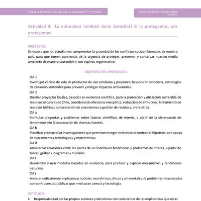 Actividad 3: ¡La naturaleza también tiene derechos! Si la protegemos, nos protegemos. Actividad 3: ¡La naturaleza también tiene derechos! Si la protegemos, nos protegemos.