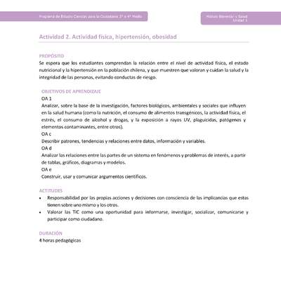 Actividad 2: Actividad física, hipertensión, obesidad Actividad 2: Actividad física, hipertensión, obesidad