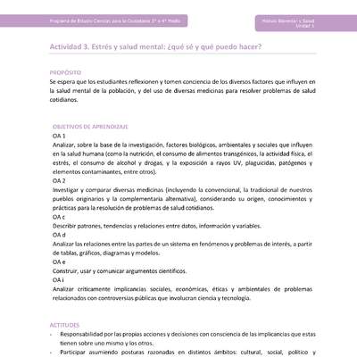 Actividad 3: Estrés y salud mental: ¿qué sé y qué puedo hacer? Actividad 3: Estrés y salud mental: ¿qué sé y qué puedo hacer?
