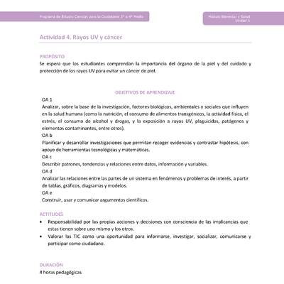 Actividad 4: Rayos UV y cáncer Actividad 4: Rayos UV y cáncer