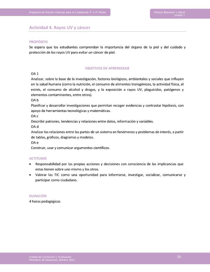 Actividad 4: Rayos UV y cáncer Actividad 4: Rayos UV y cáncer