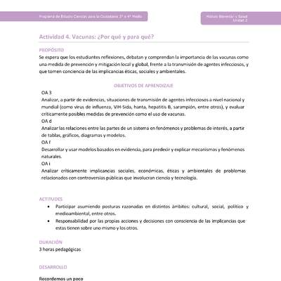 Actividad 4: Vacunas: ¿Por qué y para qué? Actividad 4: Vacunas: ¿Por qué y para qué?