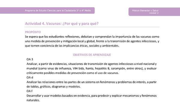 Actividad 4: Vacunas: ¿Por qué y para qué? Actividad 4: Vacunas: ¿Por qué y para qué?