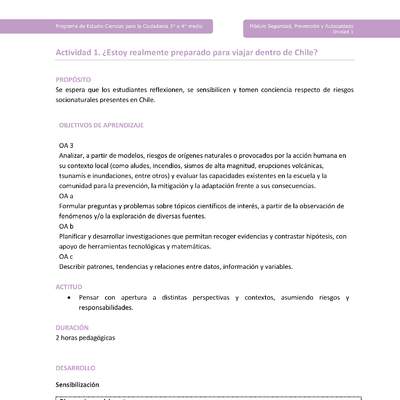 Actividad 1: ¿Estoy realmente preparado para viajar dentro de Chile? Actividad 1: ¿Estoy realmente preparado para viajar dentro de Chile?