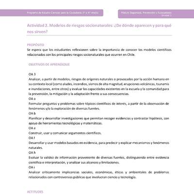 Actividad 2 - Modelos de riesgos socionaturales: ¿De dónde aparecen y para qué nos sirven? Actividad 2 - Modelos de riesgos socionaturales: ¿De dónde aparecen y para qué nos sirven?