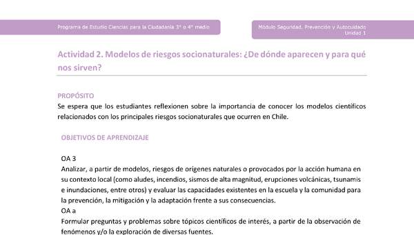Actividad 2 - Modelos de riesgos socionaturales: ¿De dónde aparecen y para qué nos sirven? Actividad 2 - Modelos de riesgos socionaturales: ¿De dónde aparecen y para qué nos sirven?