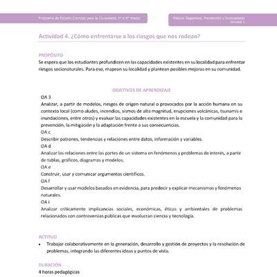 Actividad 4: ¿Cómo enfrentarse a los riesgos que nos rodean? Actividad 4: ¿Cómo enfrentarse a los riesgos que nos rodean?