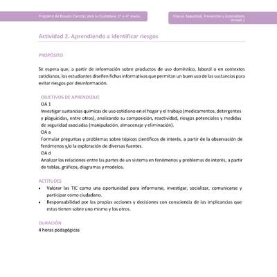 Actividad 2: Aprendiendo a identificar riesgos Actividad 2: Aprendiendo a identificar riesgos