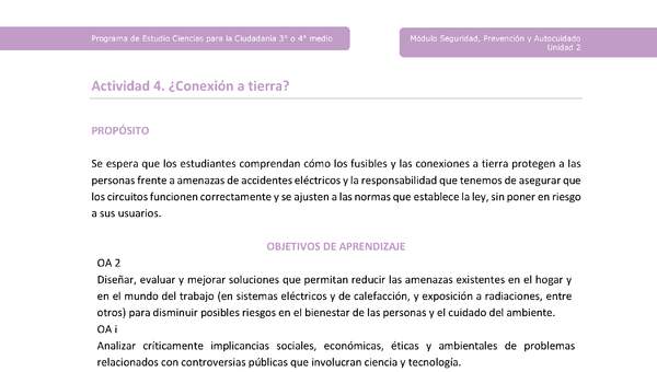 Actividad 4: ¿Conexión a tierra? Actividad 4: ¿Conexión a tierra?