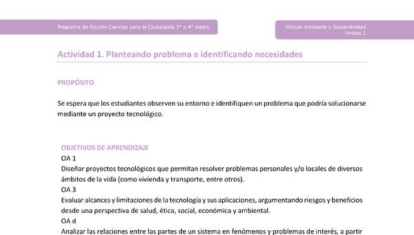 Actividad 1: Planteando problema e identificando necesidades Actividad 1: Planteando problema e identificando necesidades