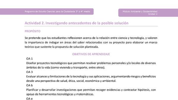 Actividad 2: Investigando antecedentes de la posible solución Actividad 2: Investigando antecedentes de la posible solución