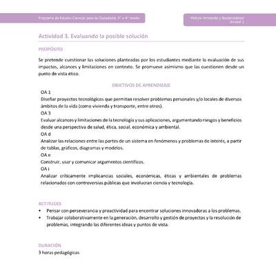 Actividad 3: Evaluando la posible solución Actividad 3: Evaluando la posible solución