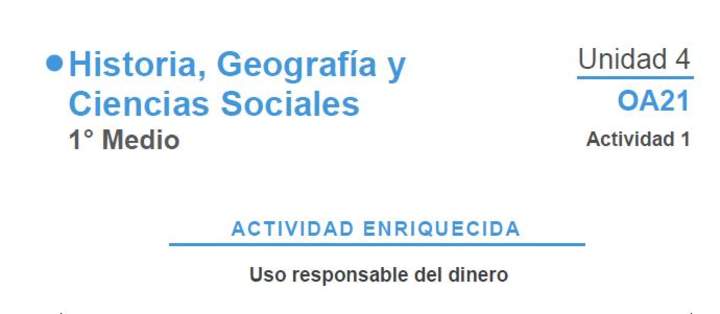 Uso responsable del dinero Uso responsable del dinero