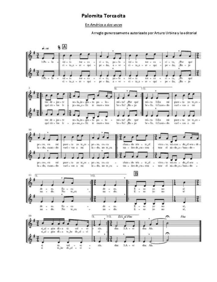 Palomita Torcacita Palomita Torcacita