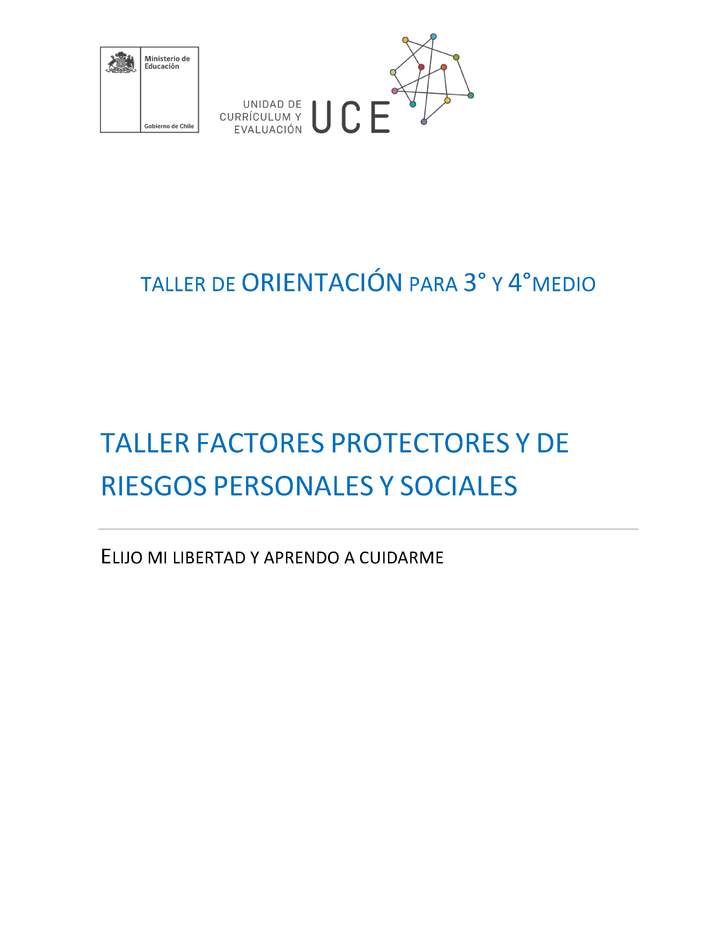 Taller Factores protectores y de riesgos personales y sociales Taller Factores protectores y de riesgos personales y sociales