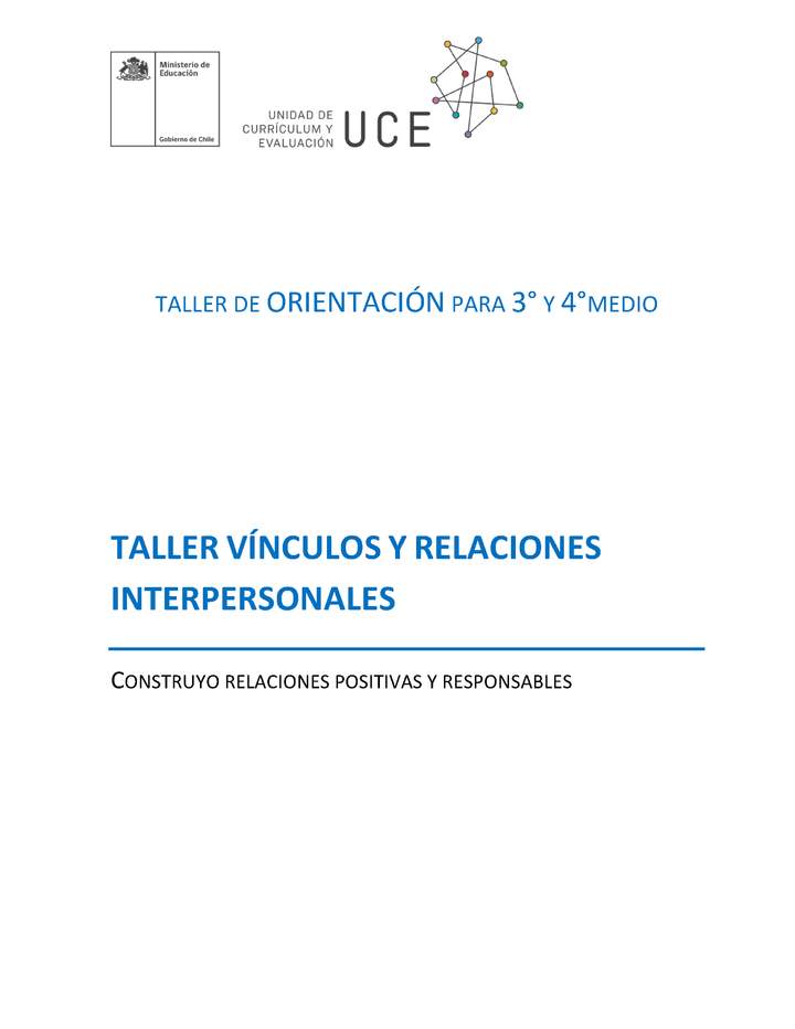 Taller Vínculos y relaciones interpersonales Taller Vínculos y relaciones interpersonales