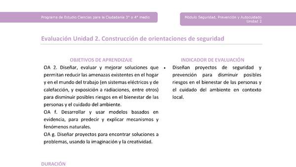 Actividad de evaluación: Construcción de orientaciones de seguridad Actividad de evaluación: Construcción de orientaciones de seguridad