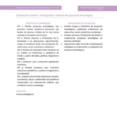 Actividad de evaluación: Divulgación e informe del proyecto tecnológico Actividad de evaluación: Divulgación e informe del proyecto tecnológico