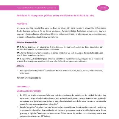 Actividad 4: Interpretar gráficos sobre mediciones de calidad del aire Actividad 4: Interpretar gráficos sobre mediciones de calidad del aire