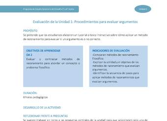 Actividad de evaluación: Procedimientos para evaluar argumentos