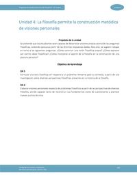 Unidad 4: La filosofía permite la construcción metódica de visiones personales.