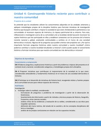 Unidad 4: Construyendo historia reciente para contribuir a nuestra comunidad Unidad 4: Construyendo historia reciente para contribuir a nuestra comunidad