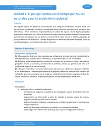 Unidad 2: El paisaje cambia en el tiempo por causas naturales y por la acción de la sociedad Unidad 2: El paisaje cambia en el tiempo por causas naturales y por la acción de la sociedad