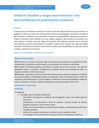 Unidad 4 - Desafíos y riesgos socionaturales: Una oportunidad para la participación ciudadana Unidad 4 - Desafíos y riesgos socionaturales: Una oportunidad para la participación ciudadana